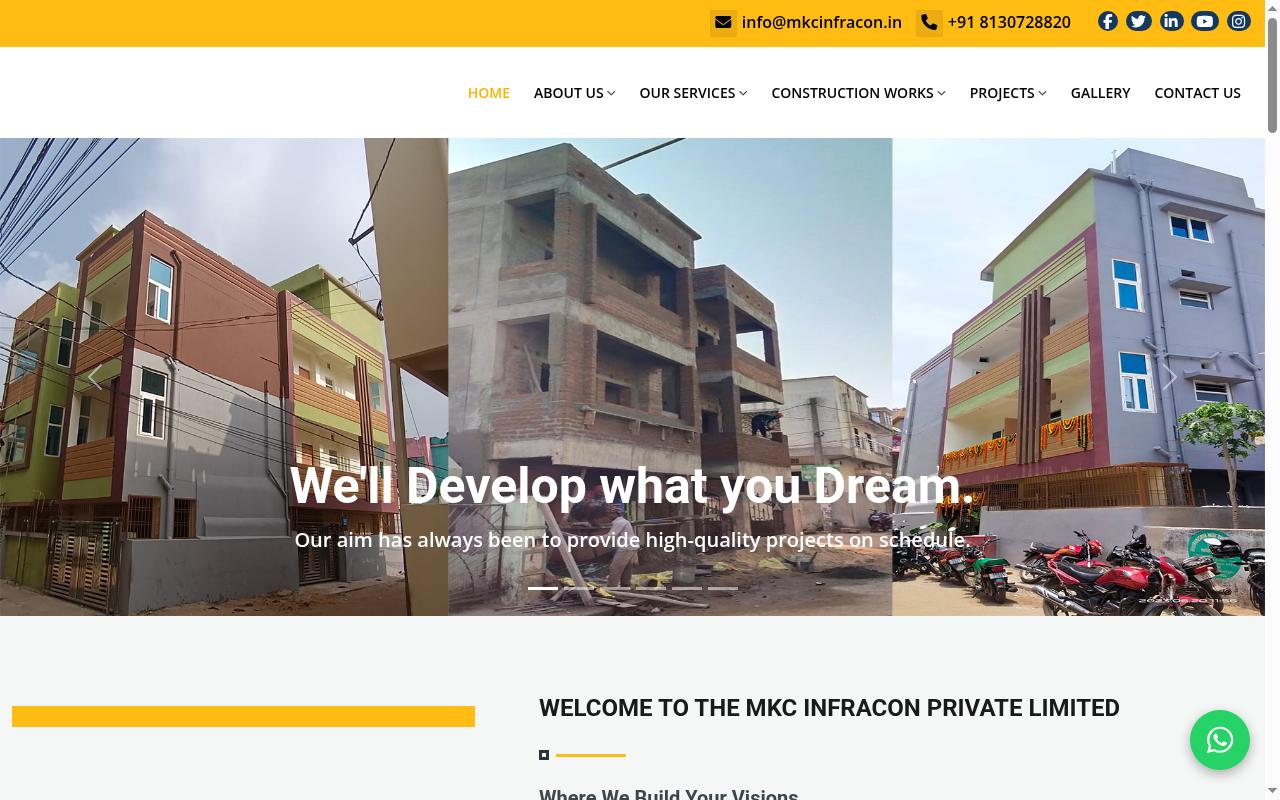 mkcinfracon.in screenshot