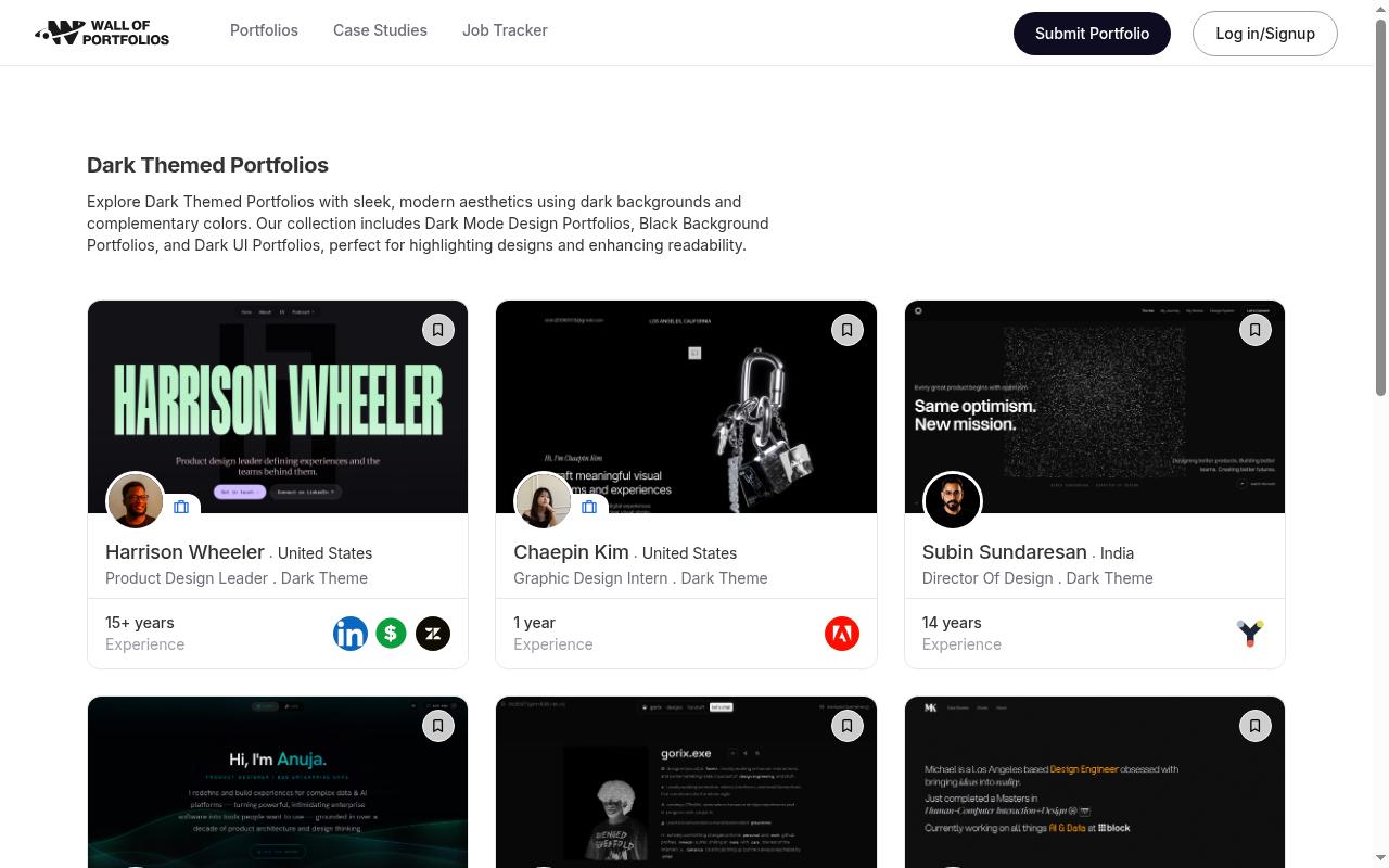 wallofportfolios.in screenshot