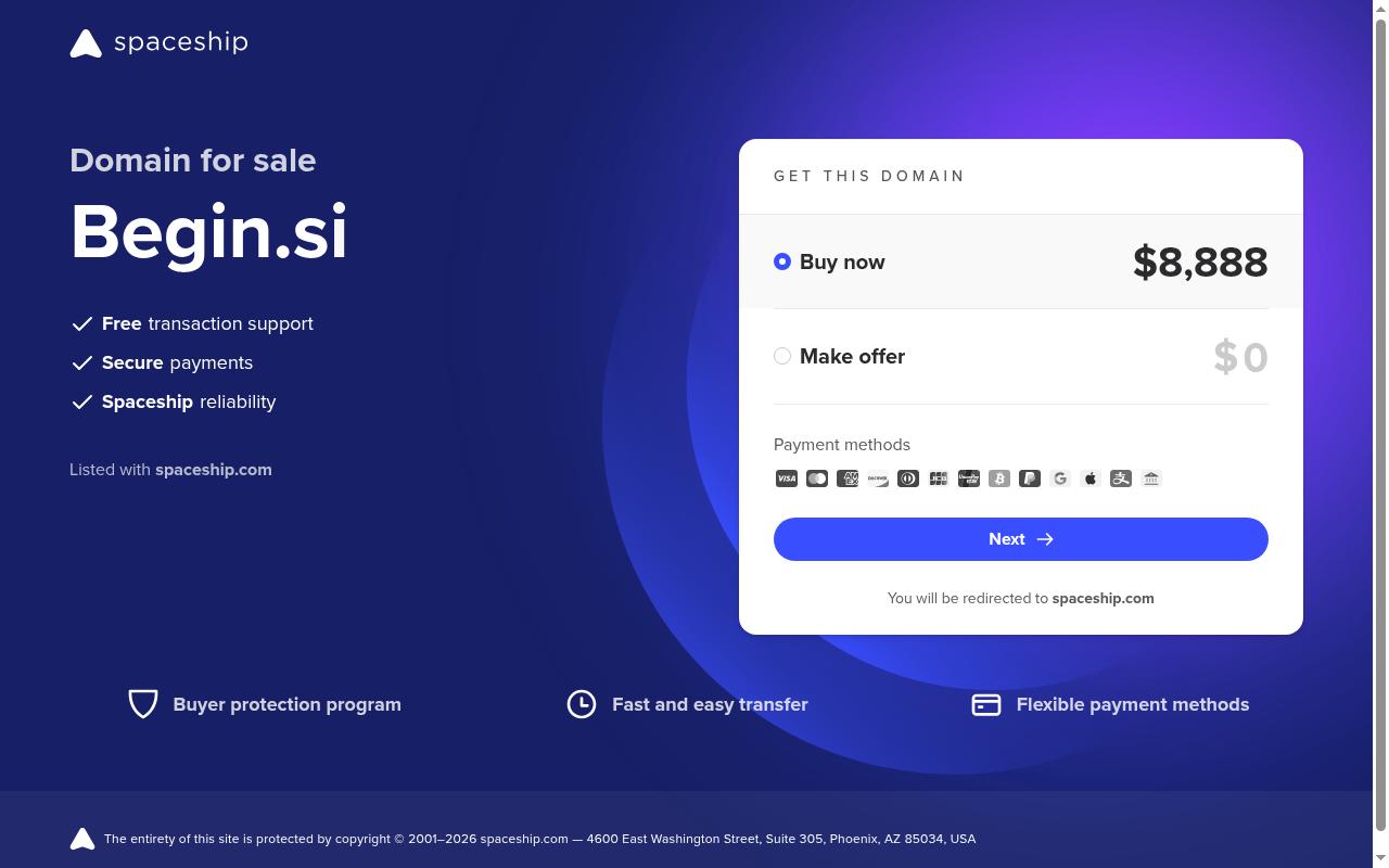 begin.si screenshot