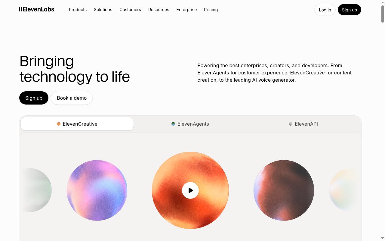 elevenlabs.io screenshot
