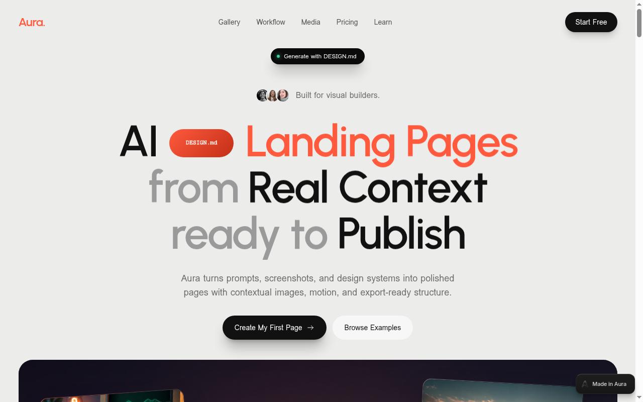 aura-ai-landing-94.aura.build screenshot