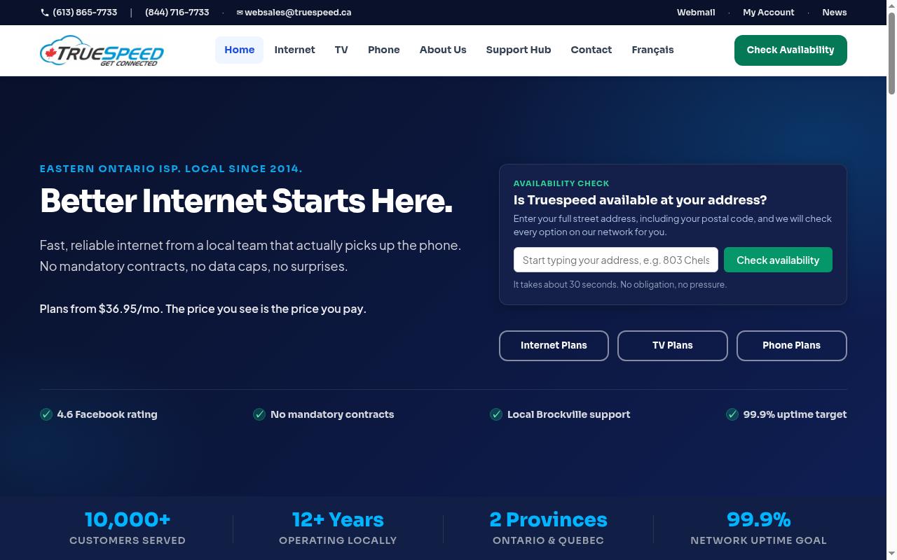 truespeed.ca screenshot