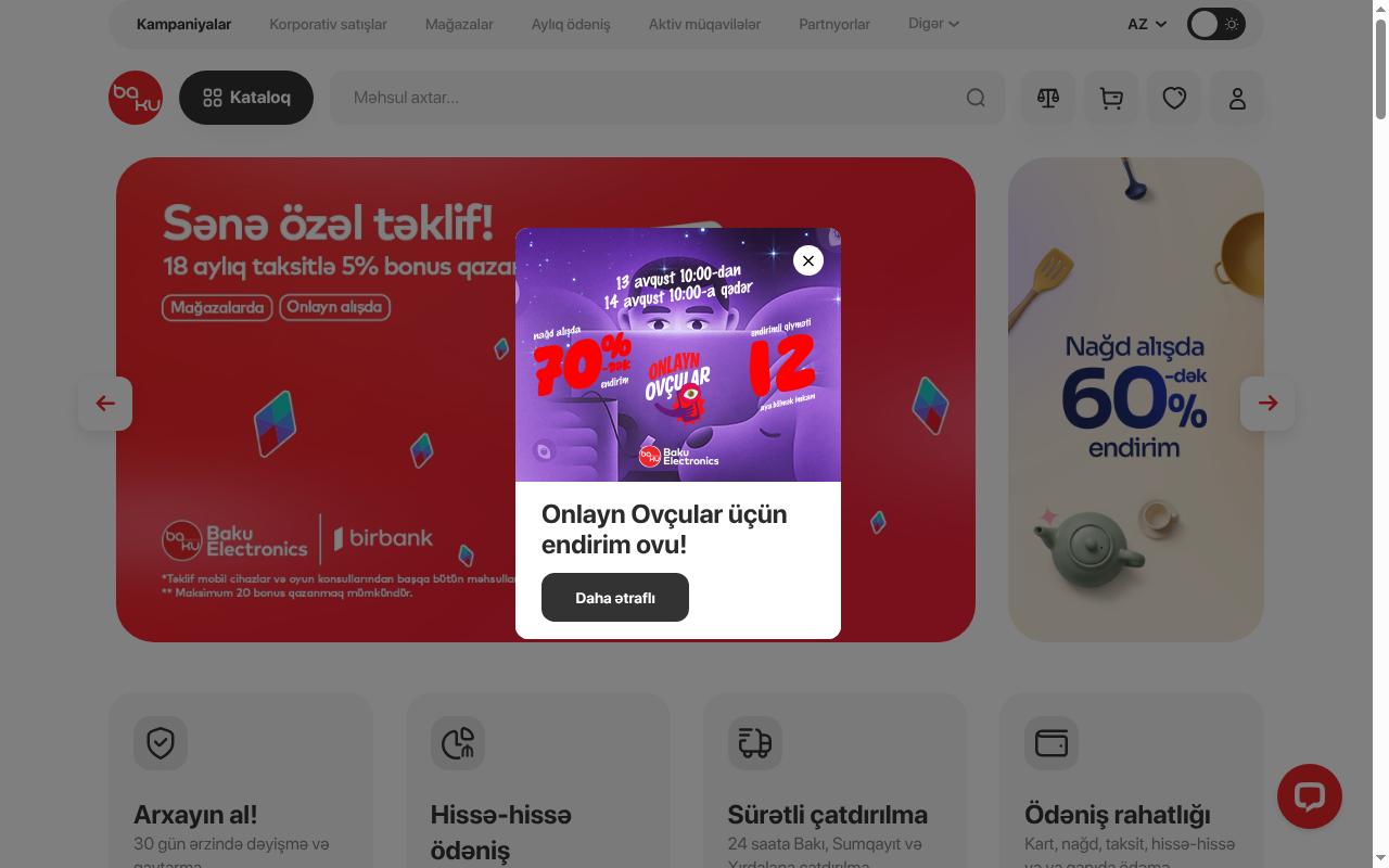 bakuelectronics.az screenshot