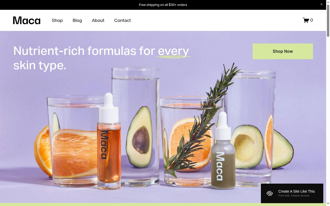 maca-fluid-demo.squarespace.com screenshot