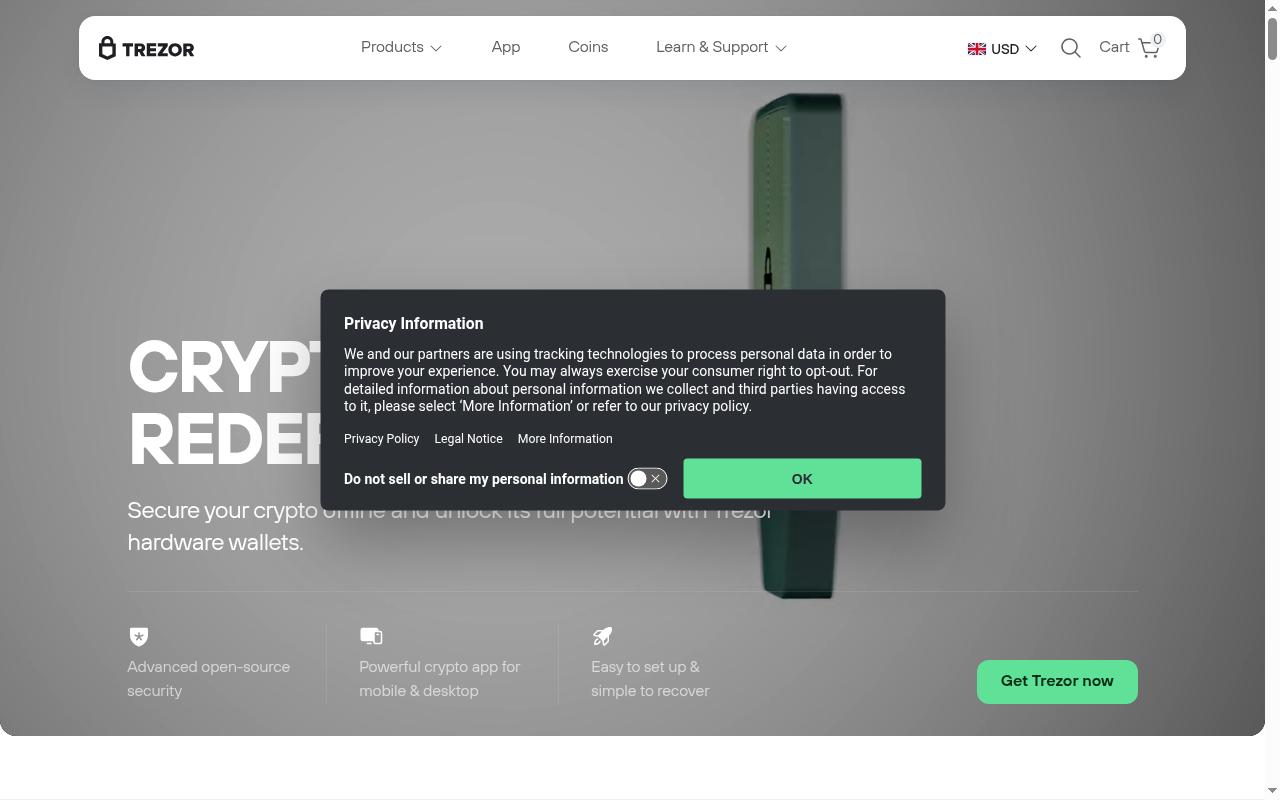trezor.io screenshot