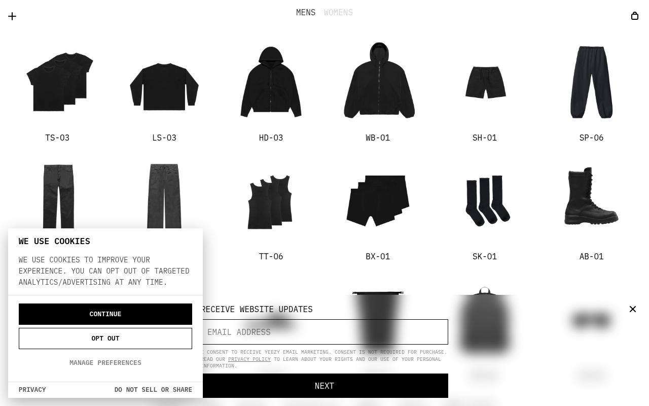 Screenshot of yeezy.com