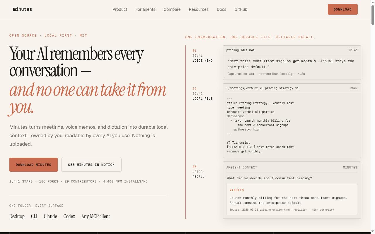 Screenshot of useminutes.app