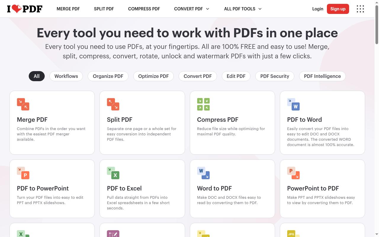 Screenshot of ilovepdf.com