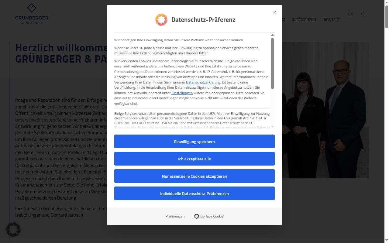 Screenshot of gruenberger-partner.com