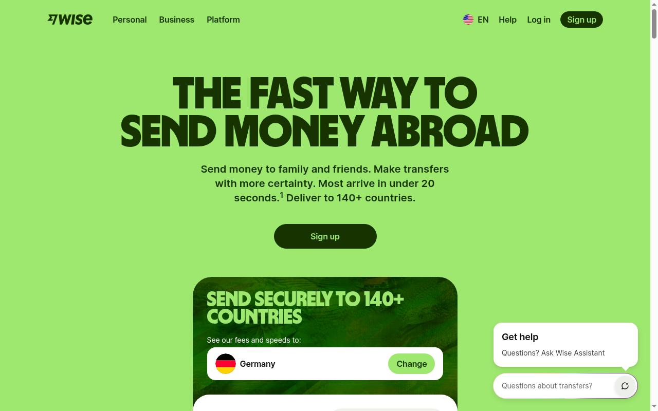 Screenshot of wise.com