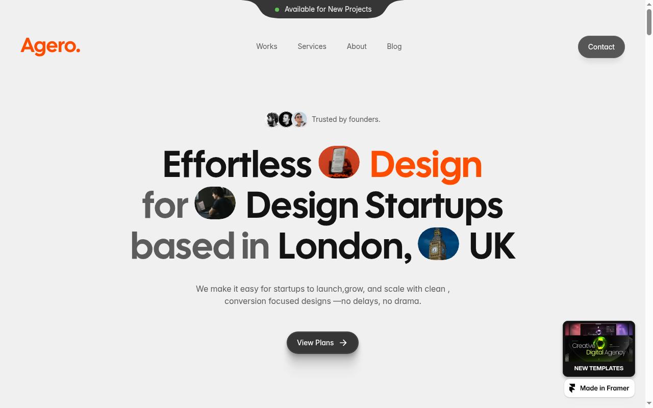 Screenshot of agero.framer.website