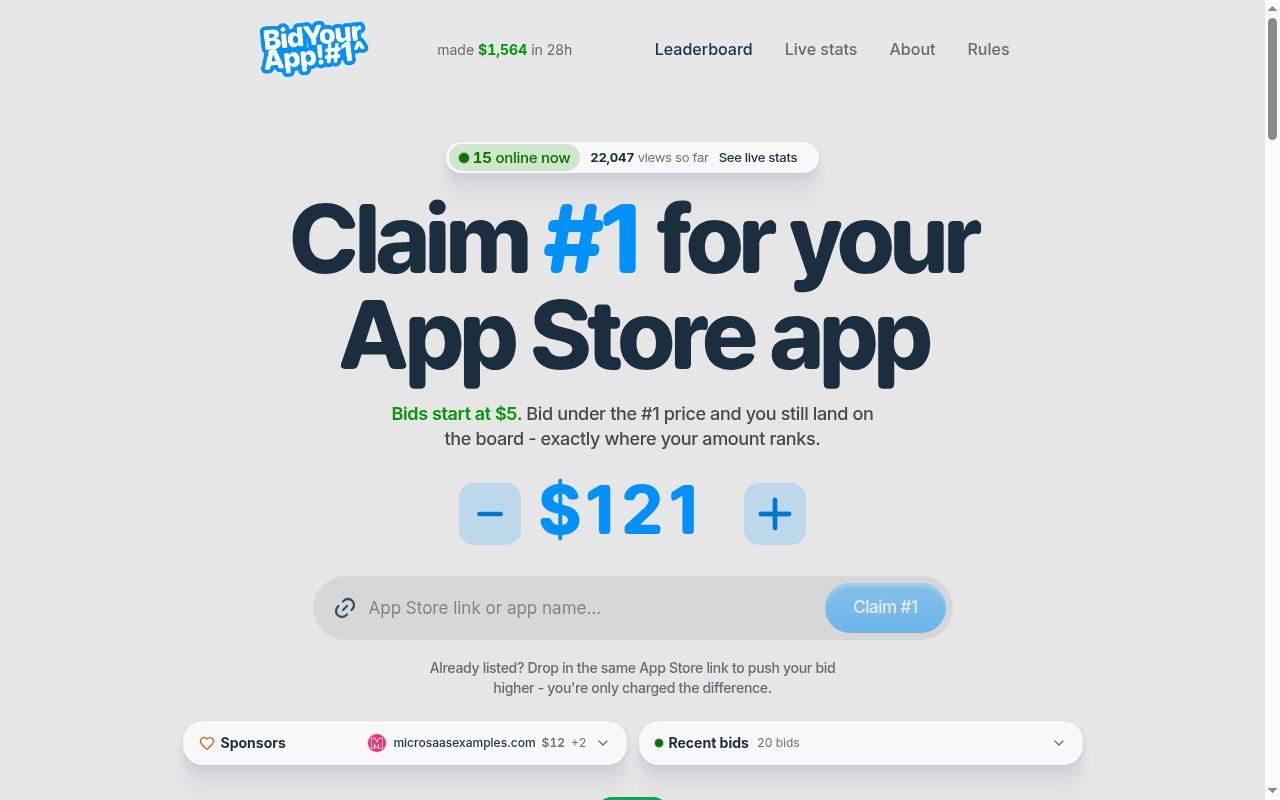 Screenshot of bidyourapp.com