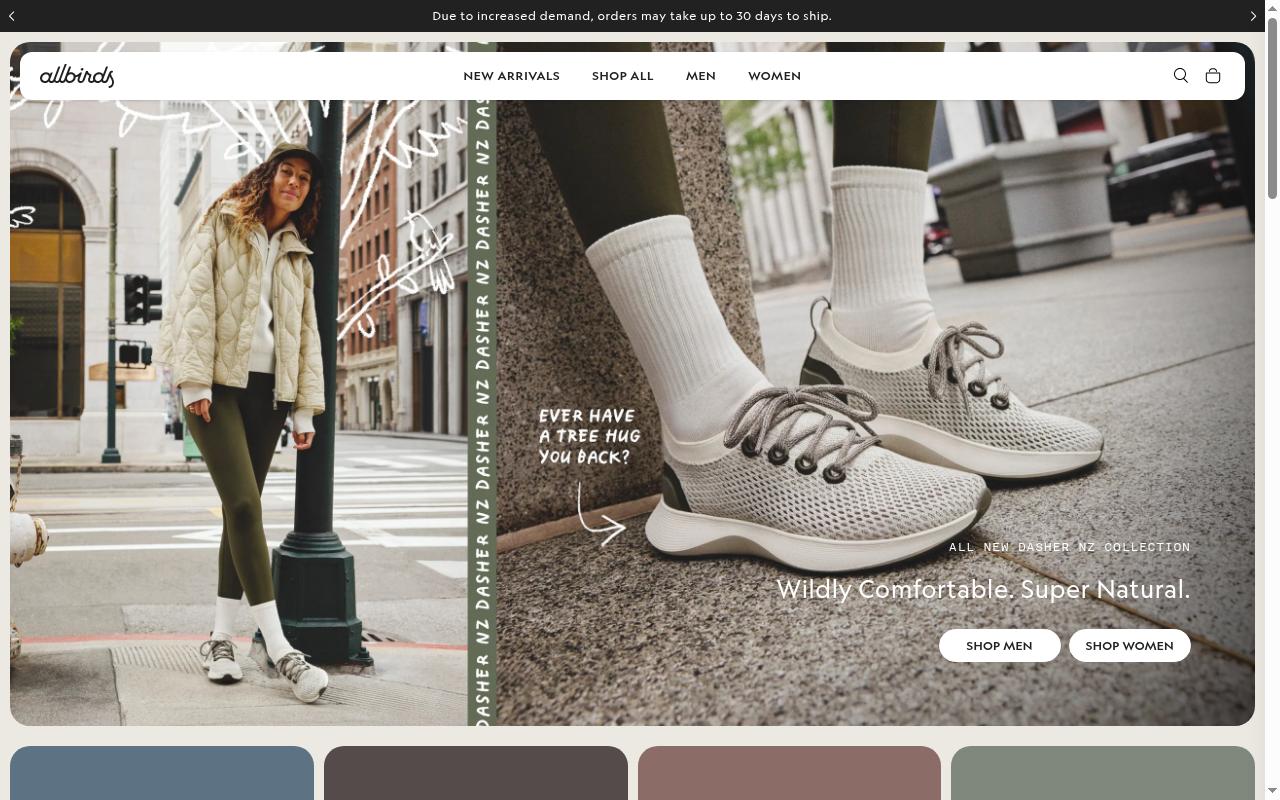 Screenshot of allbirds.com
