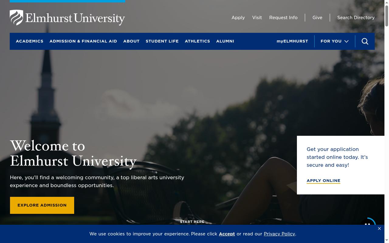 Screenshot of elmhurst.edu