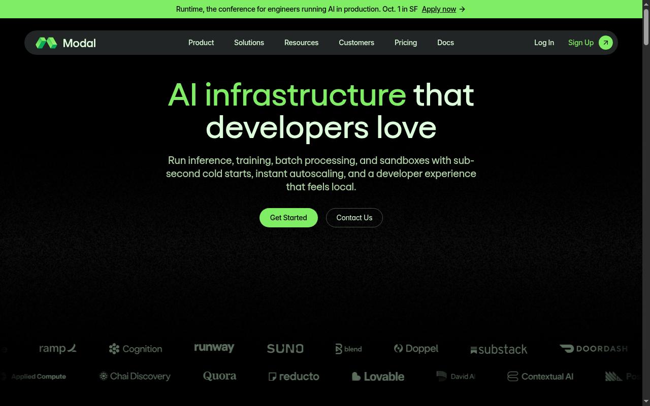 Screenshot of modal.com