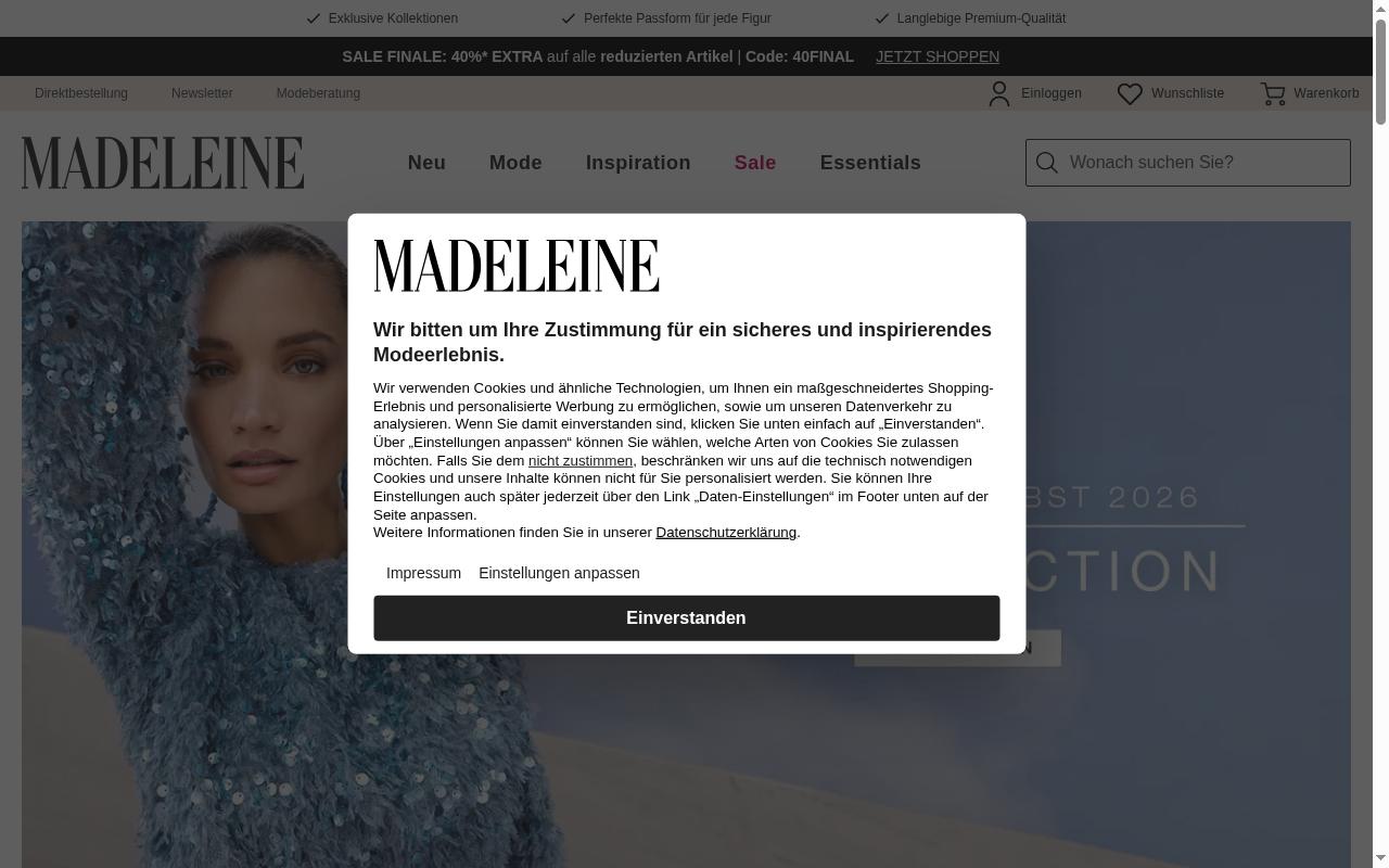 Screenshot of madeleine.com