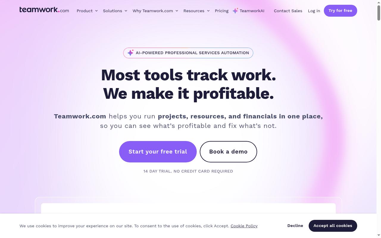 Screenshot of teamwork.com