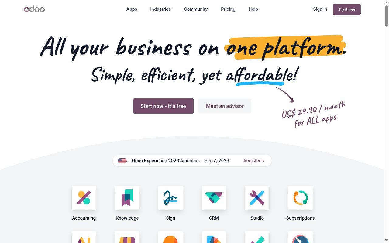 Screenshot of odoo.com