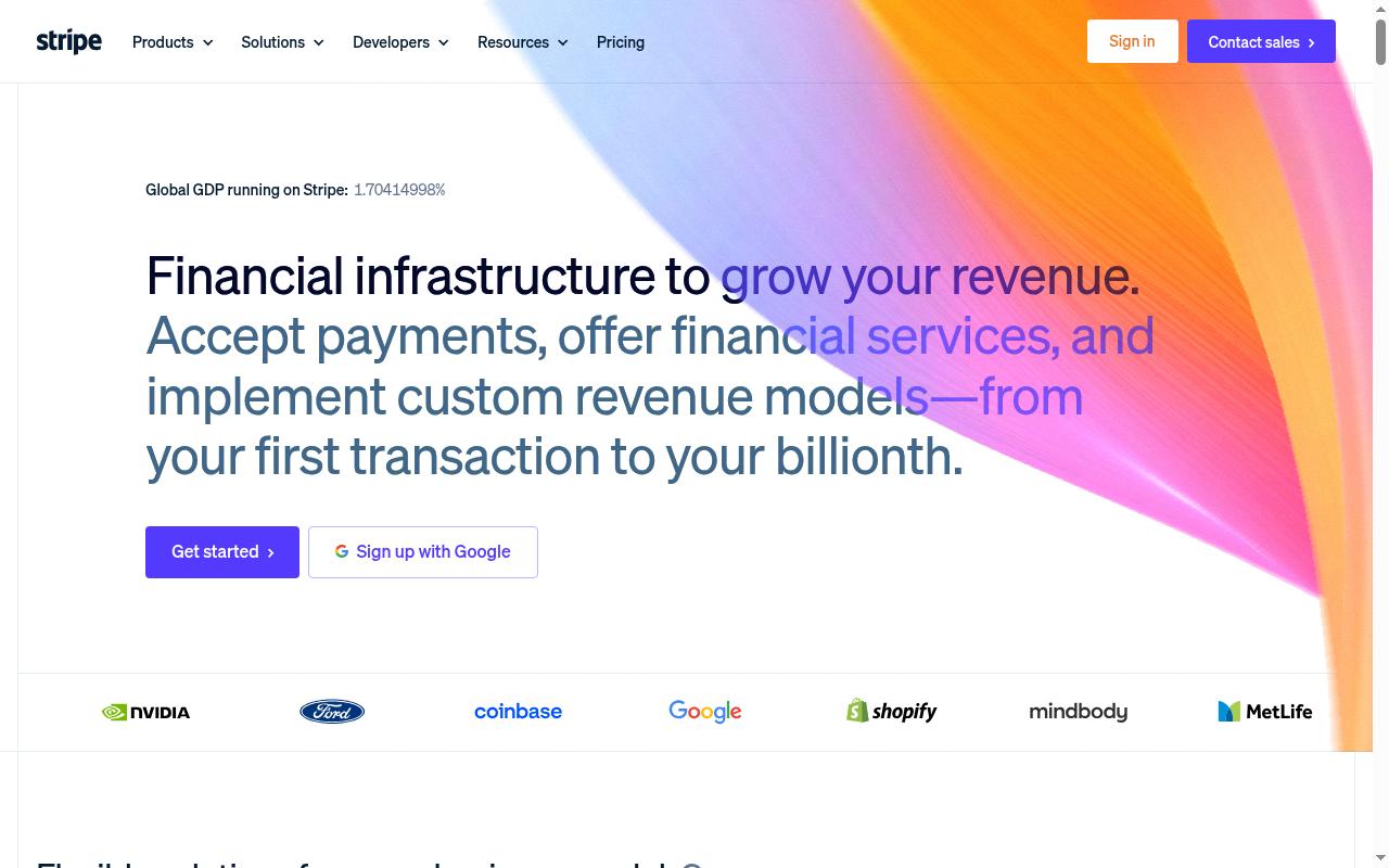 Screenshot of stripe.com