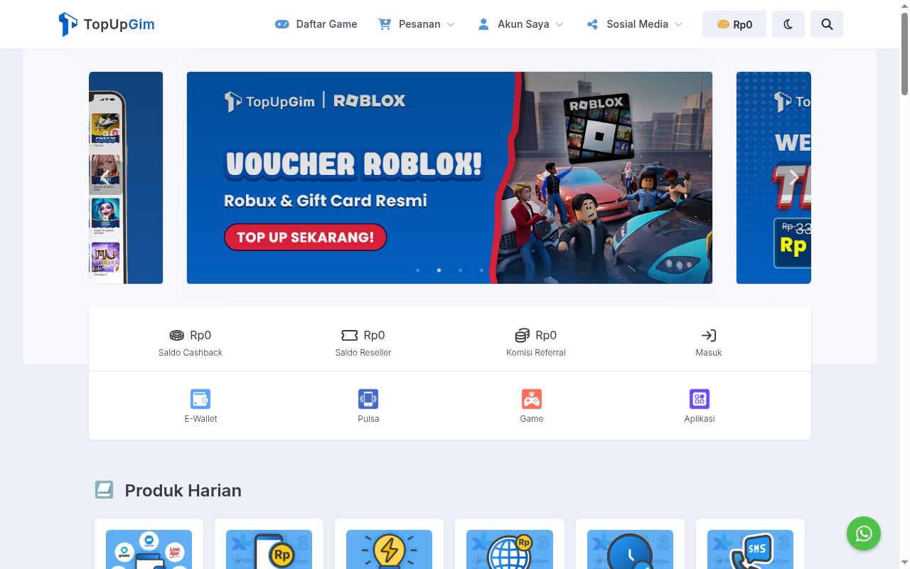 Screenshot of topupgim.com