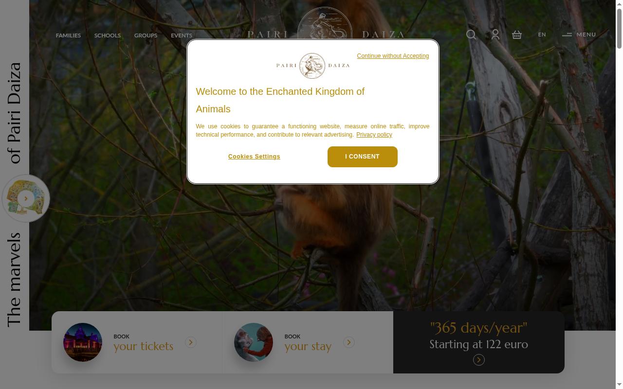 Screenshot of pairidaiza.eu