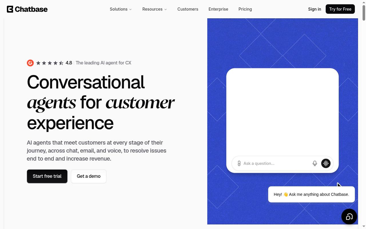 Screenshot of chatbase.co
