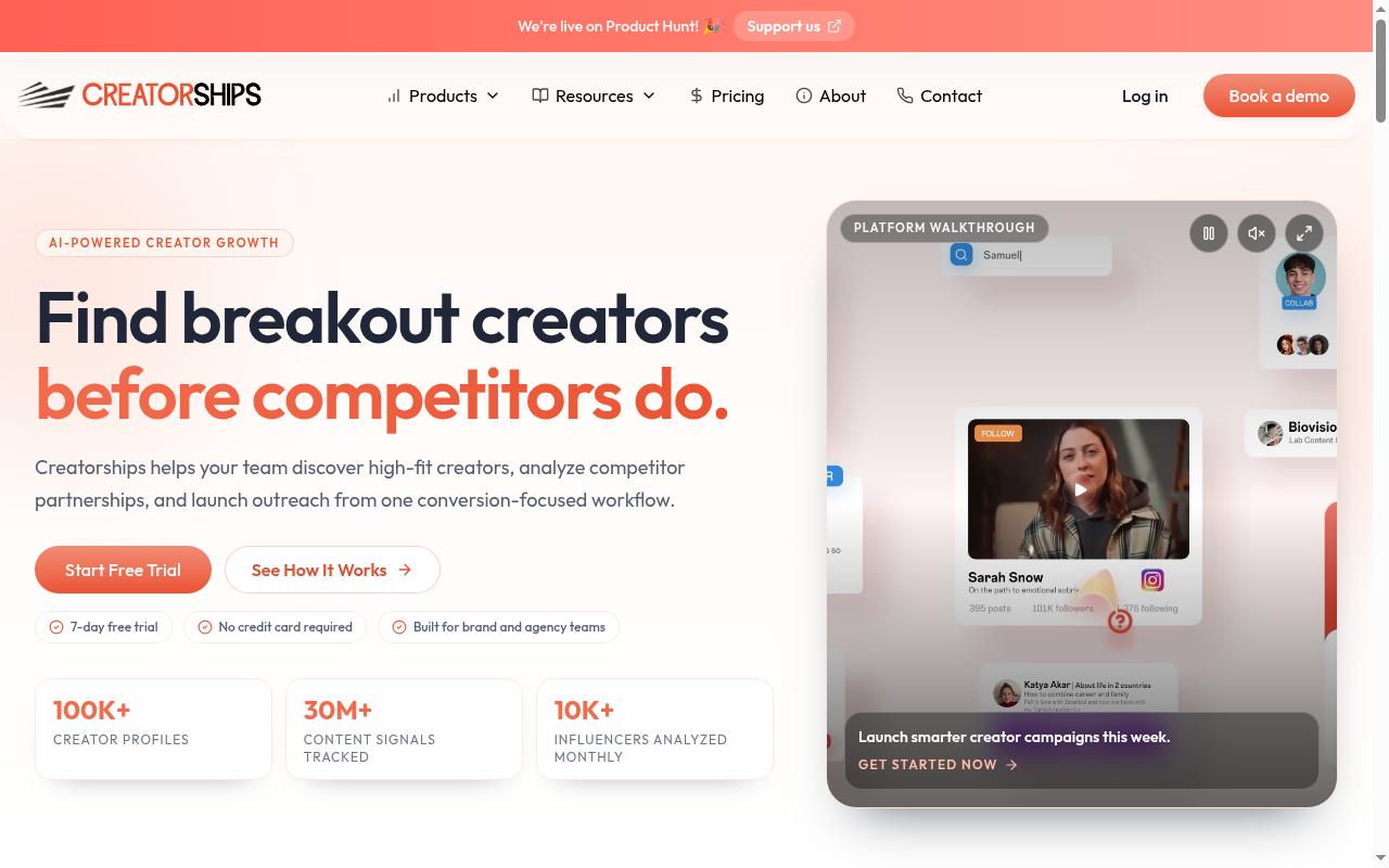 Screenshot of creatorships.ai
