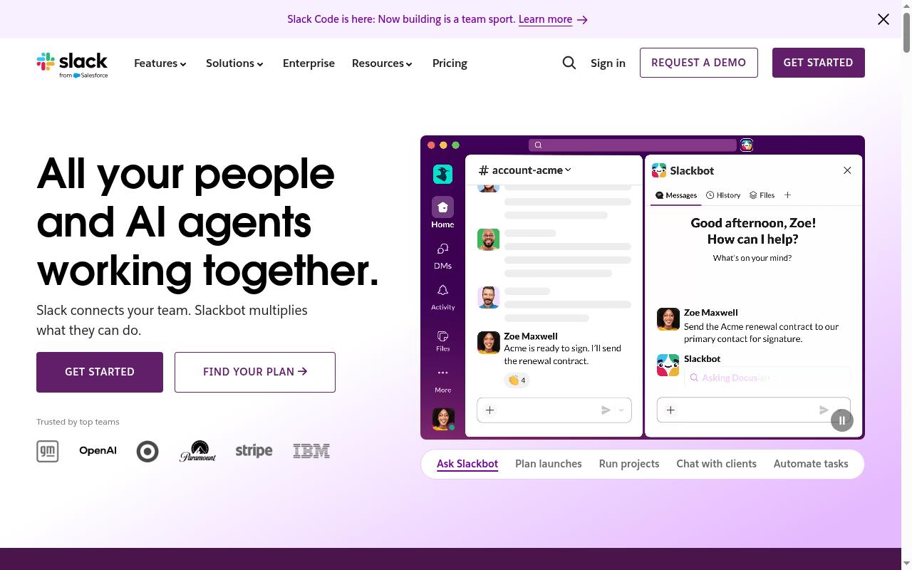 Screenshot of slack.com