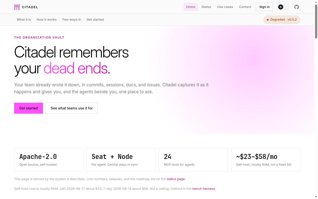 Screenshot of citadel.utxo.ag