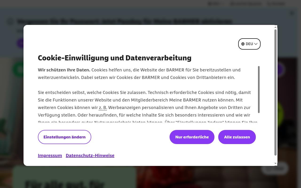 Screenshot of barmer.de