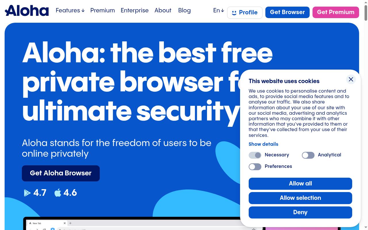 Screenshot of alohabrowser.com