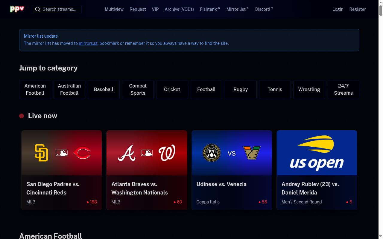 Screenshot of ppv.st