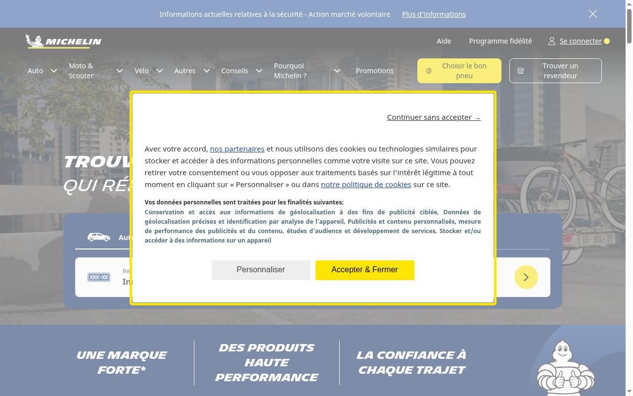 Screenshot of michelin.fr