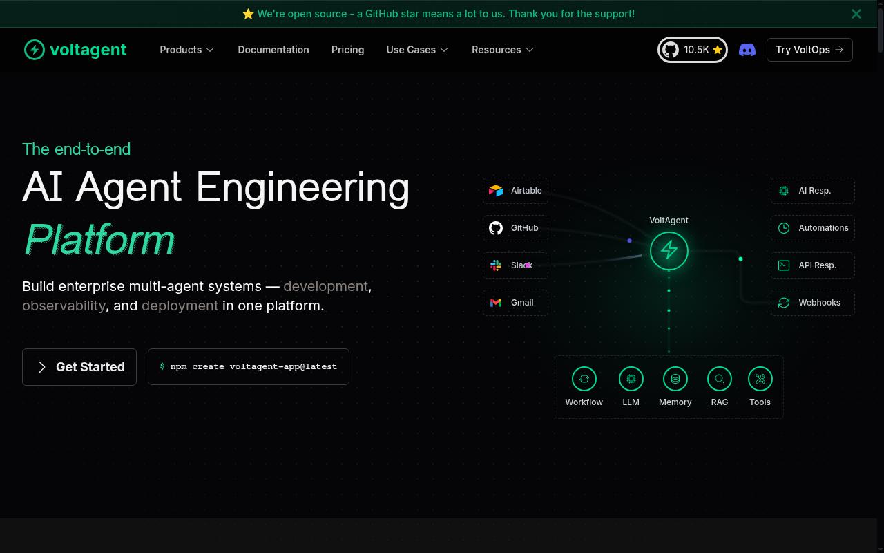 Screenshot of voltagent.dev