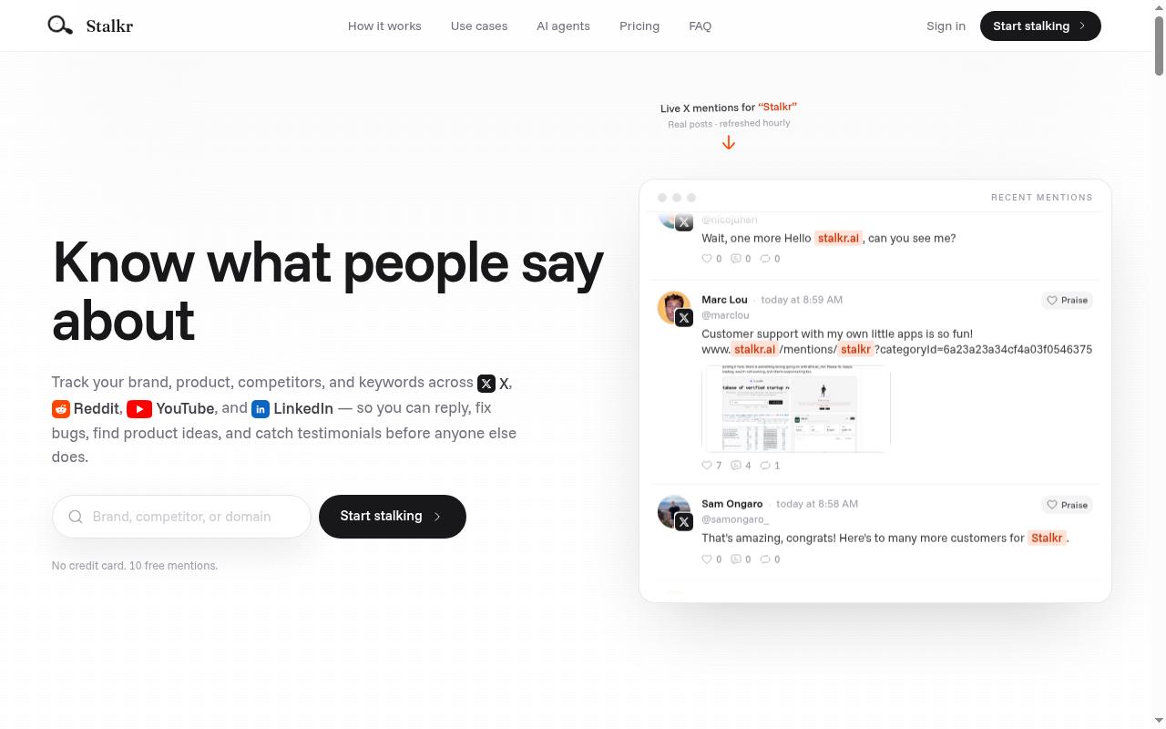 Screenshot of stalkr.ai