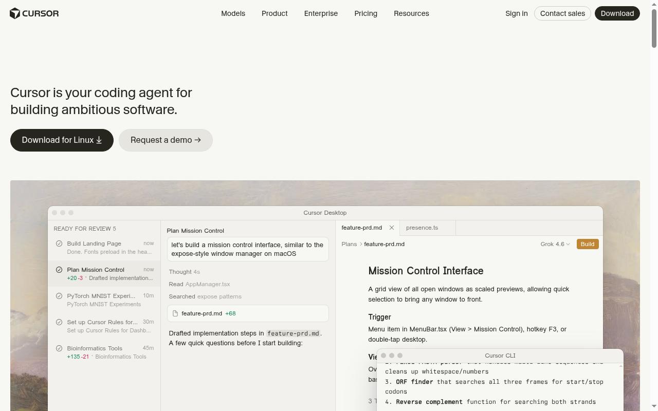 Screenshot of cursor.com
