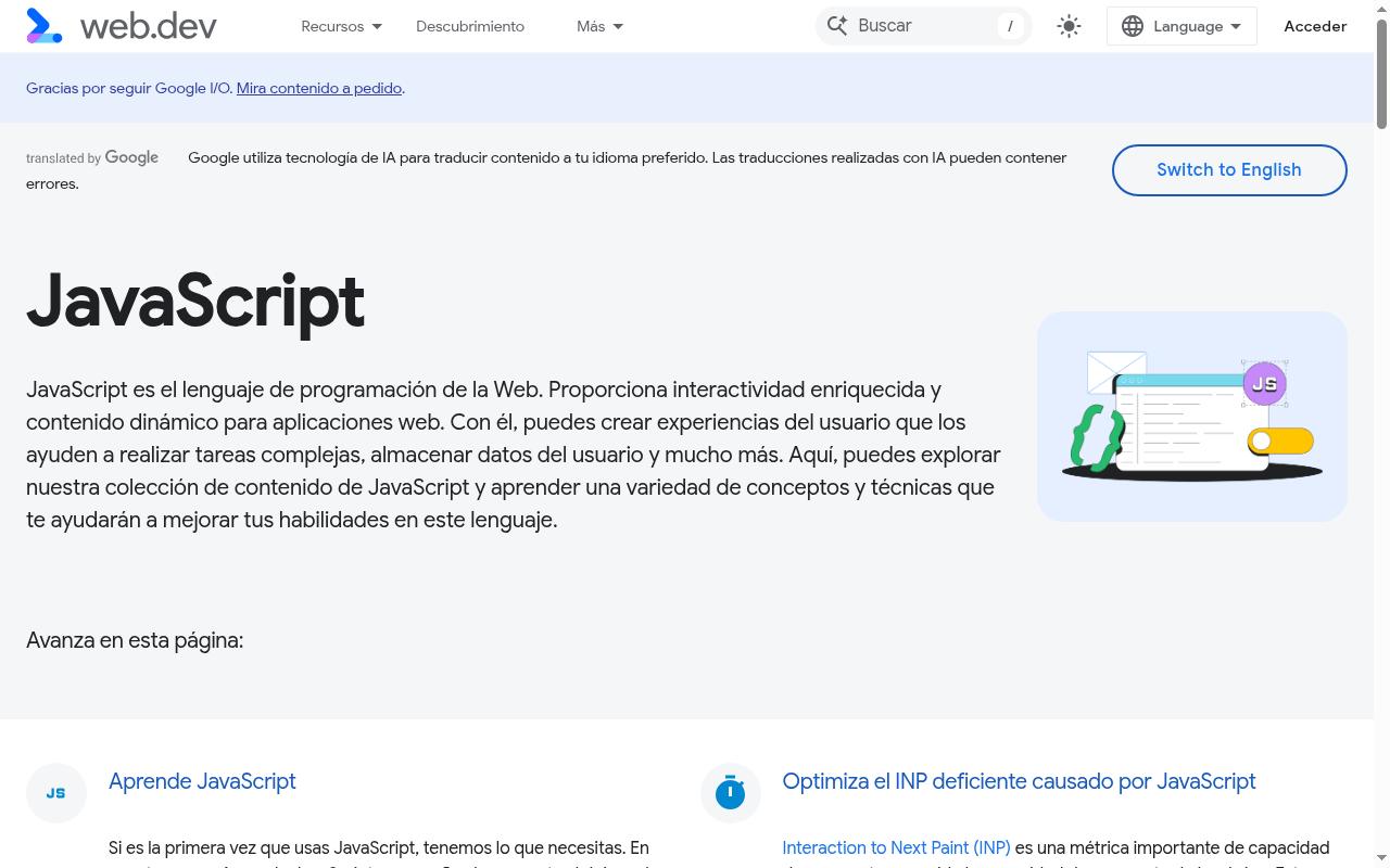 Screenshot of web.dev