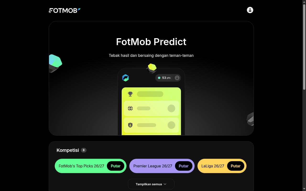 Screenshot of predict.fotmob.com