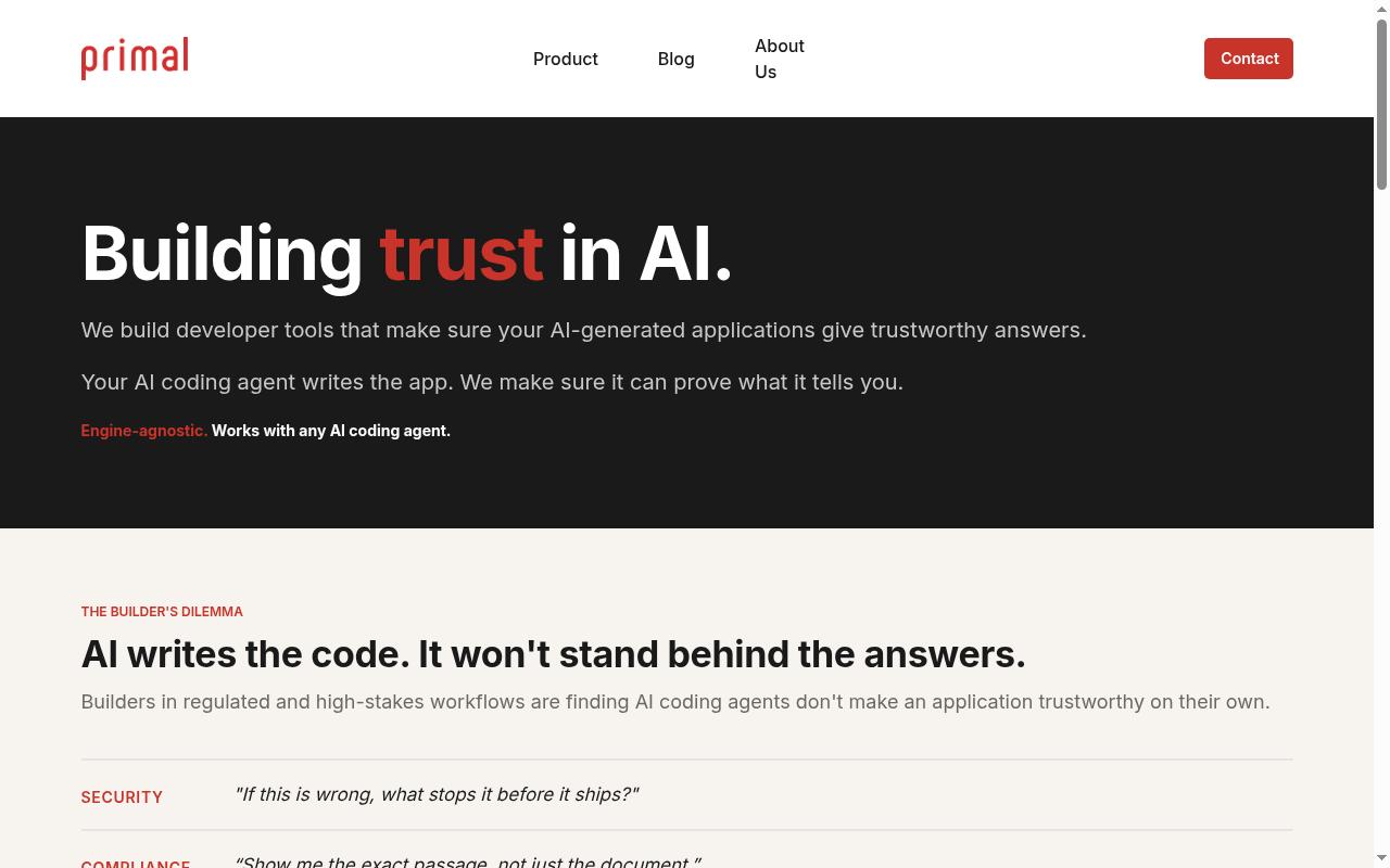 Screenshot of primal.com