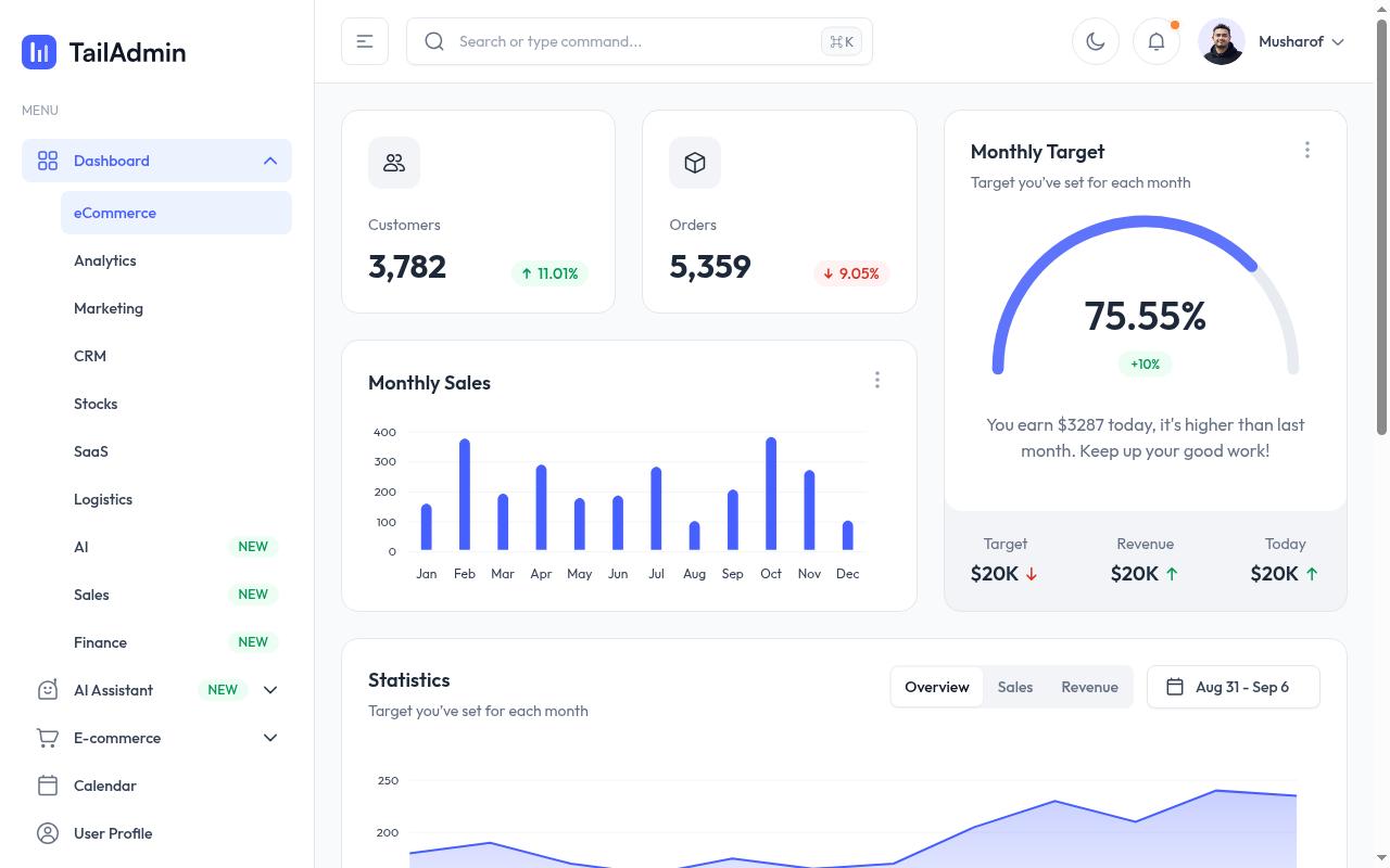 Screenshot of demo.tailadmin.com