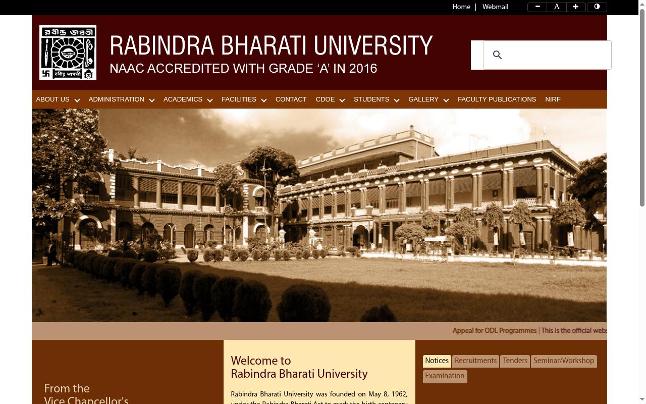 Screenshot of rbu.ac.in