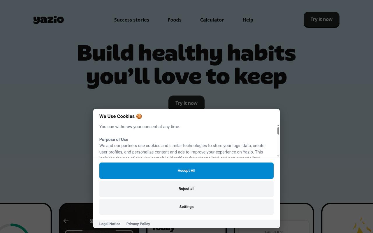 Screenshot of yazio.com