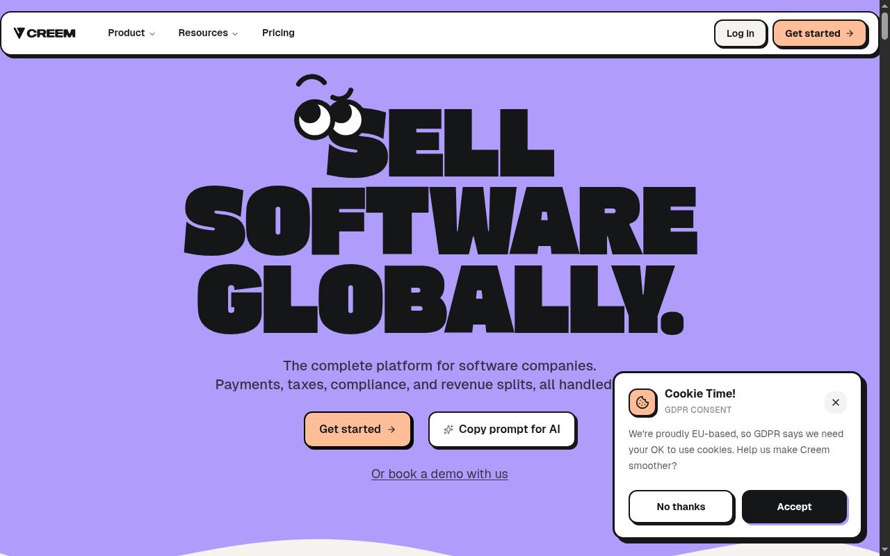 Screenshot of creem.io