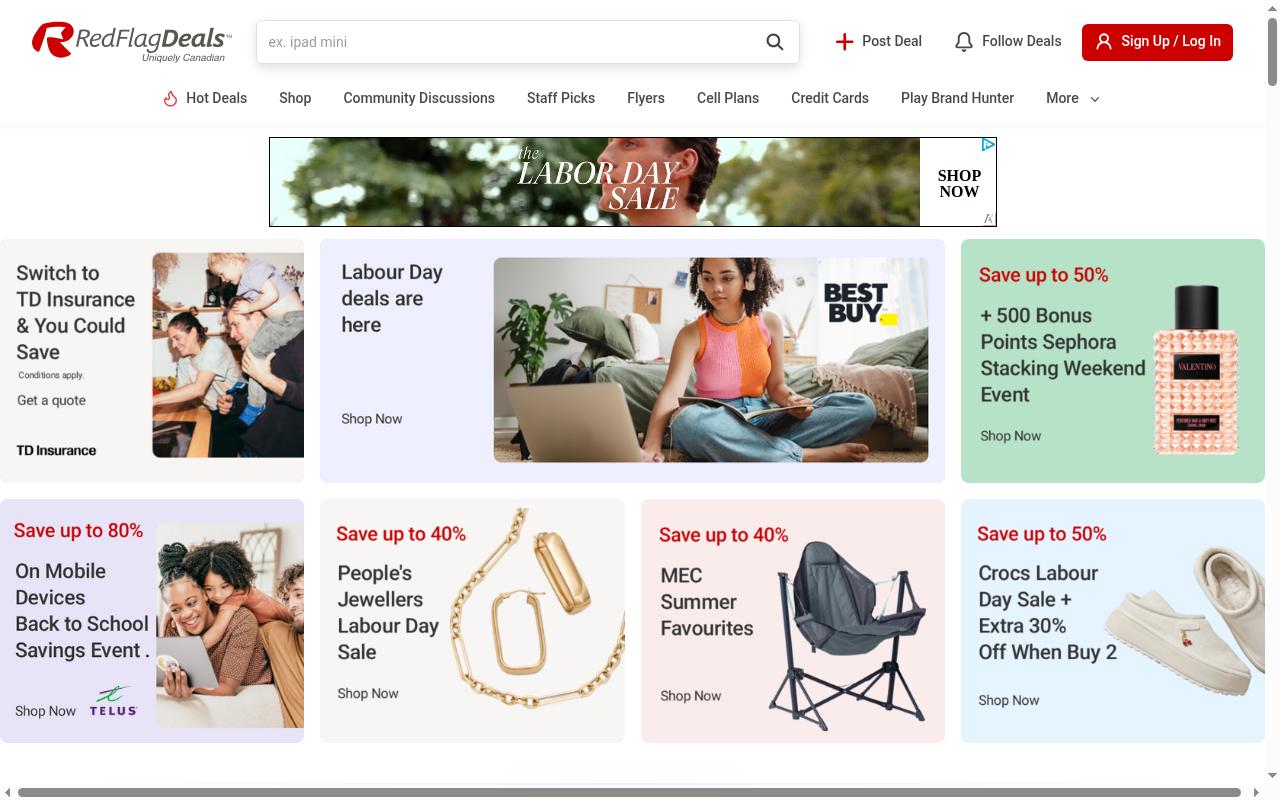 Screenshot of redflagdeals.com
