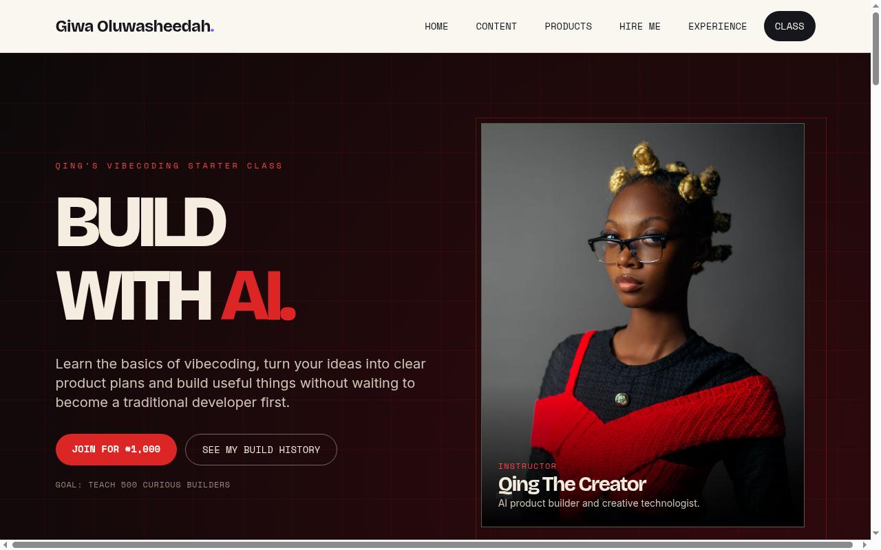 Screenshot of qingthecreator.xyz