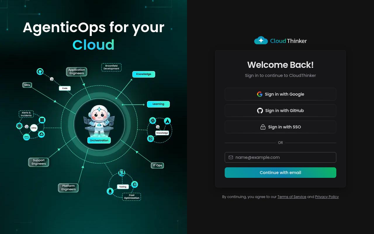 Screenshot of app.cloudthinker.io