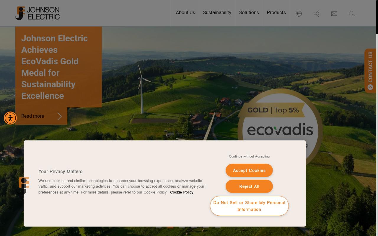 Screenshot of johnsonelectric.com
