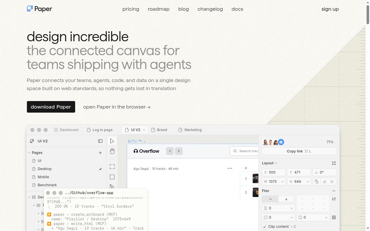 Screenshot of paper.design