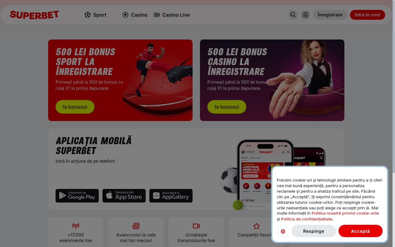 Screenshot of superbet.ro