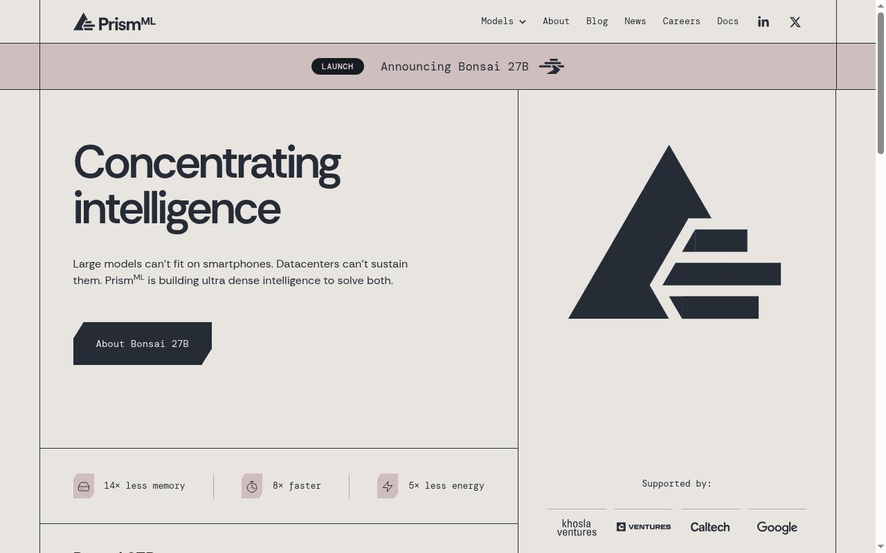 prismml.com screenshot